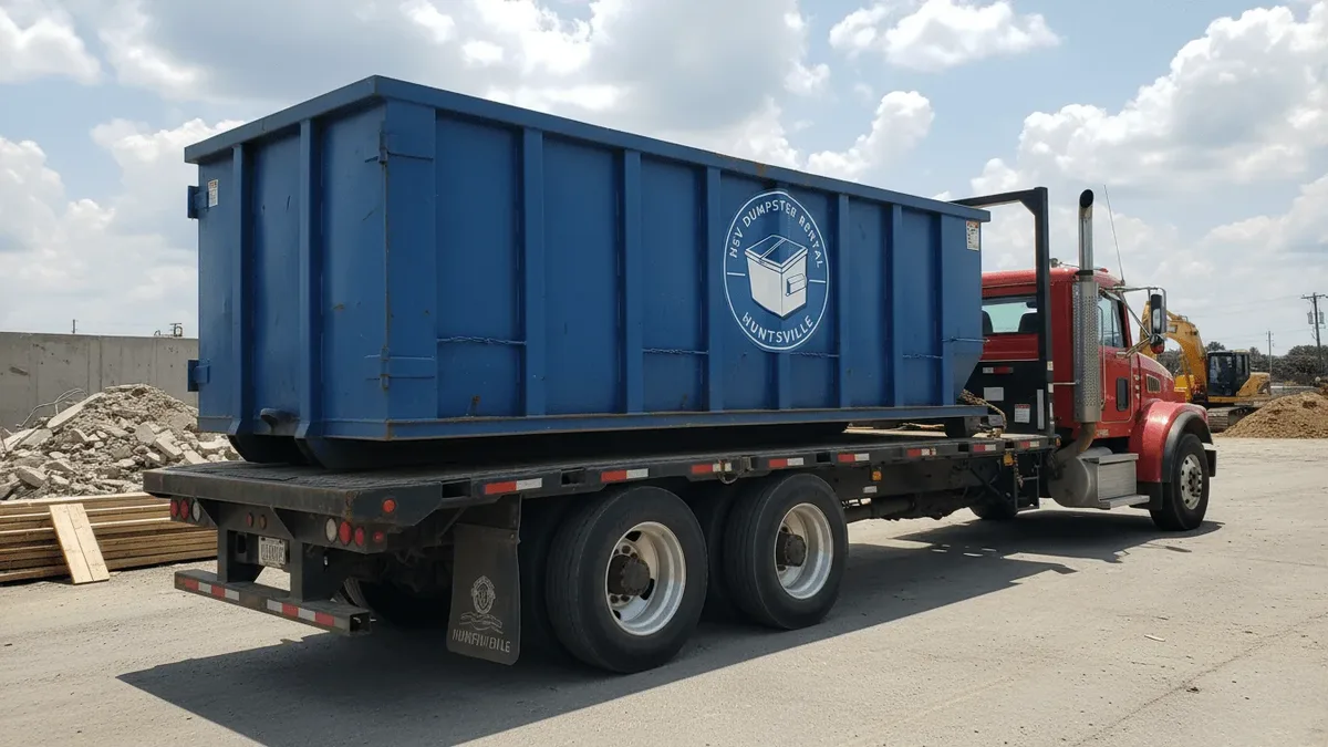 Roll-off dumpster rental in Gurley, AL delivered by HSV Dumpster Rental Huntsville